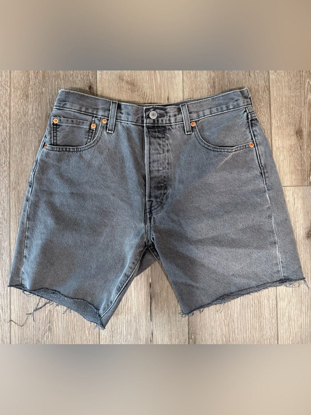 Levi's Premium 501 '93 Cutoff Denim Shorts Grey / Washed Black Big E